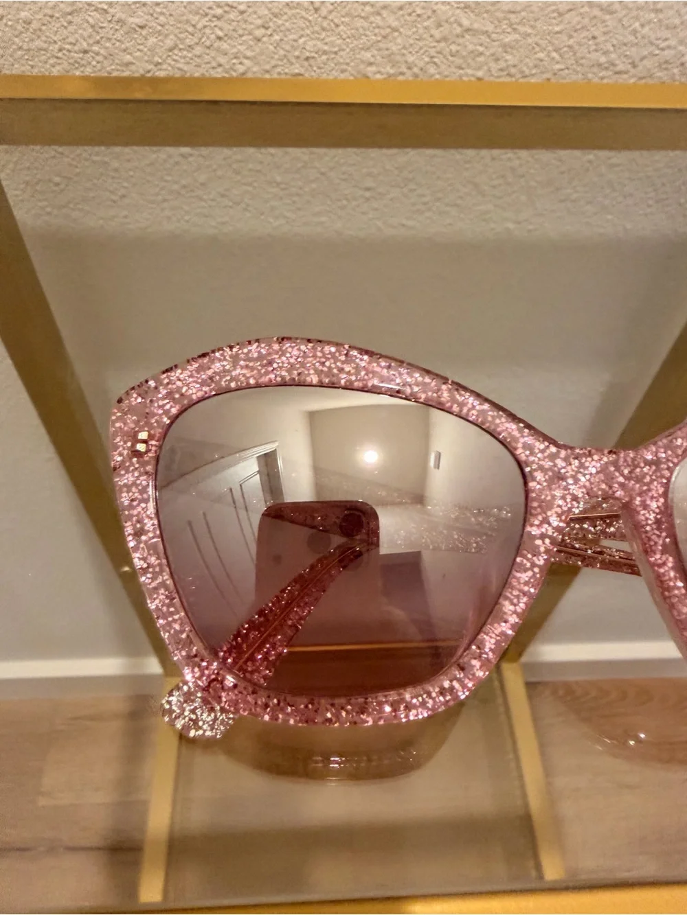 Miu Miu Pink Glitter Cat-Eye Sunglasses